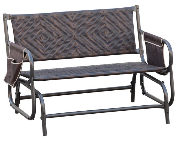 Panchina a Dondolo 2 Posti da Giardino 122x75x88 cm in Rattan Marrone
