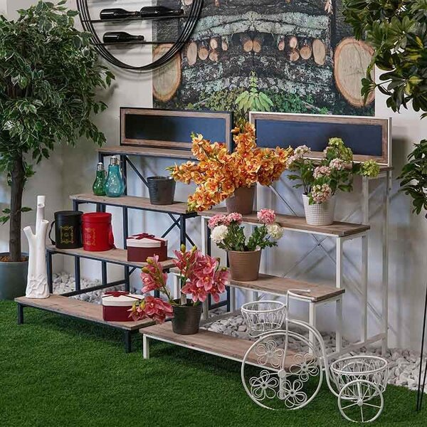Portapiante Fioriera da Giardino 87x80x112 cm in Ferro e Legno Samba Bianca