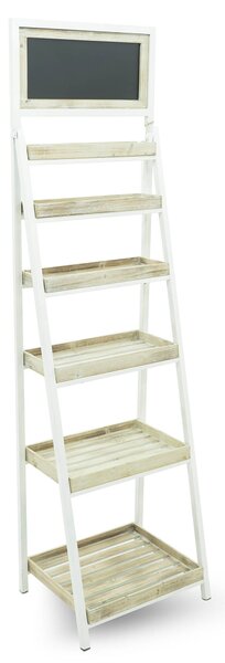 Portapiante Fioriera da Giardino 55x44x197 cm in Ferro e Legno Leyla Bianca