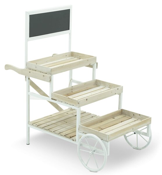 Portapiante Fioriera da Giardino 60x80x103 cm in Ferro e Legno Draco Bianca