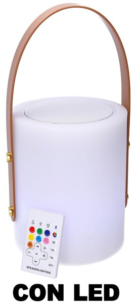 Lampada 12 Led Multicolor Ø16x20 cm Bluethoot in Polietilene Bianca