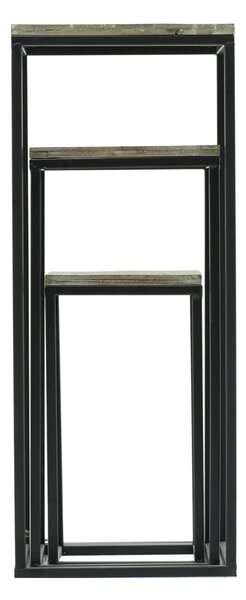 Set 3 Portapiante in Metallo Top in Legno Bingo Neri