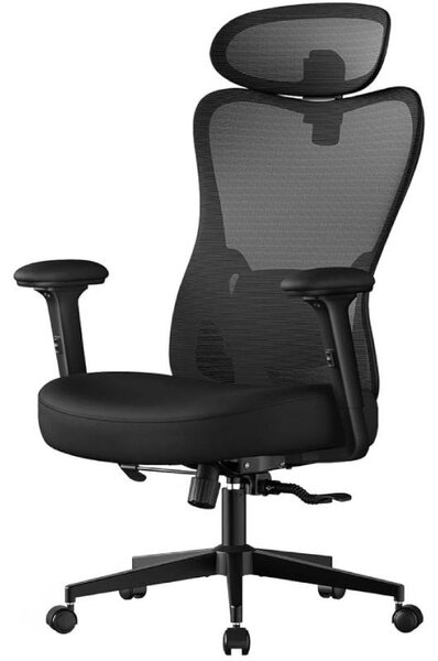 Sedia da ufficio ergonomica OBN066BH01, con capacità di carico fino a 150 kg, colore nero