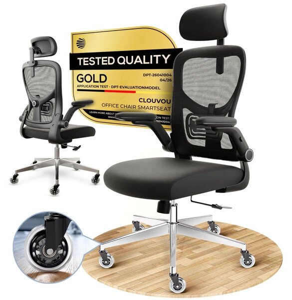 Sedia da ufficio ergonomica - Sedia girevole ergonomica - Capacità di carico: 150 kg - Funzione di inclinazione fino a 135° - Colore: nero