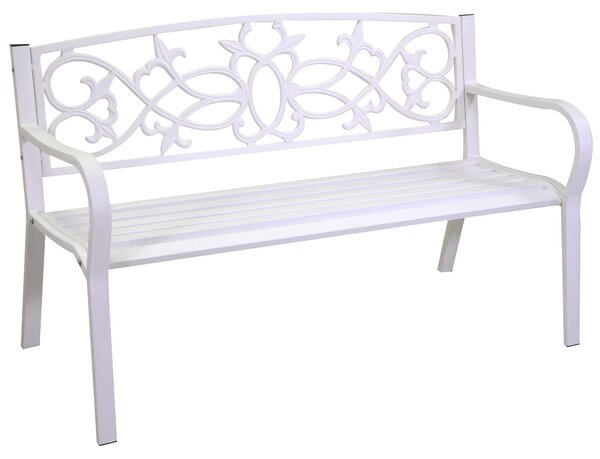 Panca da Giardino 124x57x78 cm in Ferro Bianca