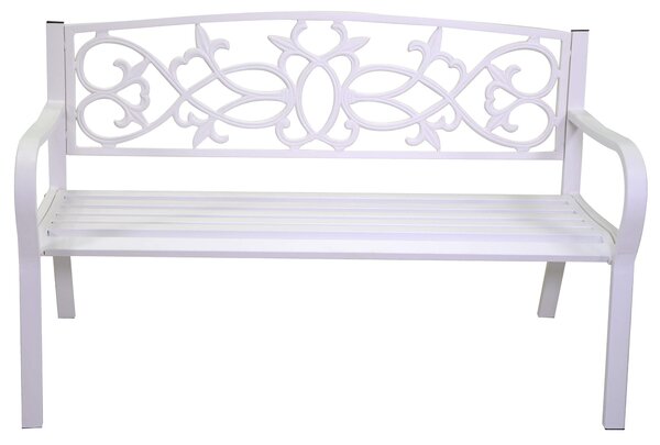 Panca da Giardino 124x57x78 cm in Ferro Bianca