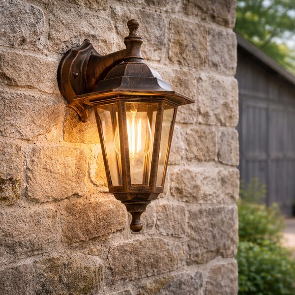 Lampada da parete per esterni in stile antico oro IP44 - New Haven