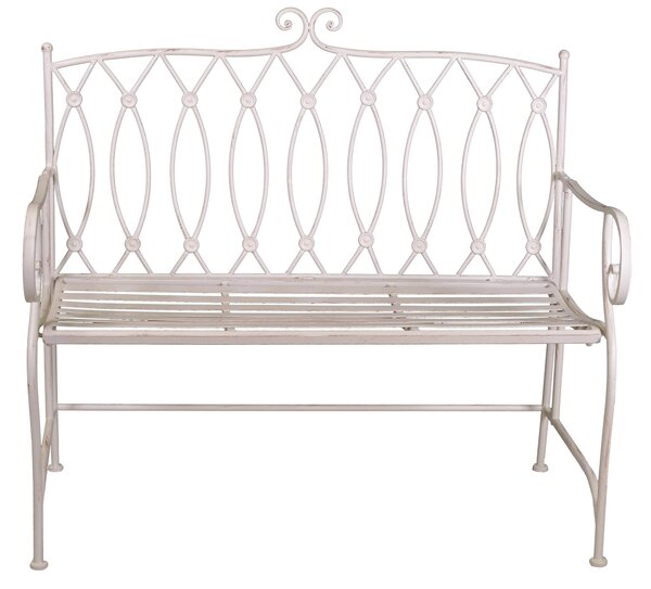 Panchina 2 Posti da Giardino 104x55x95,5 cm in Metallo Ragusa Bianca