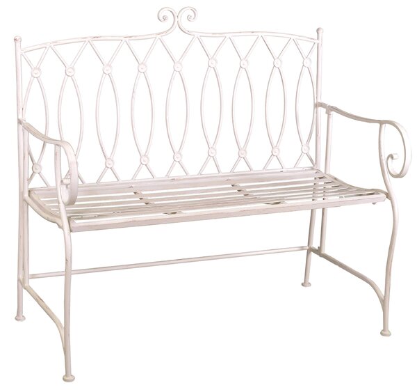 Panchina 2 Posti da Giardino 104x55x95,5 cm in Metallo Ragusa Bianca