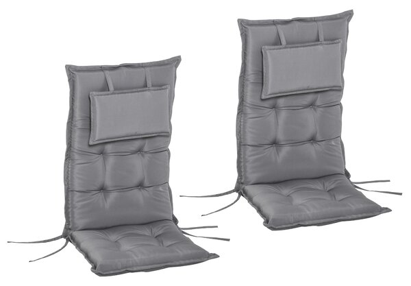 Set 2 Cuscini per Poltrona da Giardino 50x129x9 cm in Poliestere Grigio Scuro