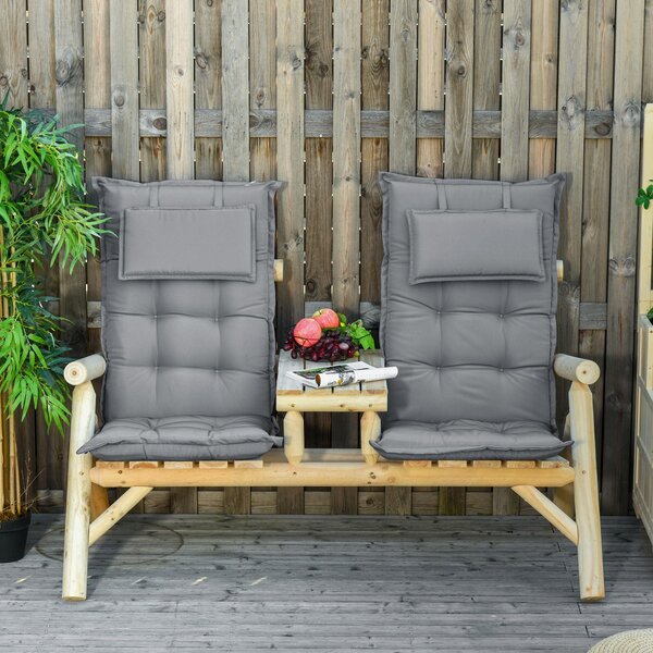 Set 2 Cuscini per Poltrona da Giardino 50x129x9 cm in Poliestere Grigio Scuro