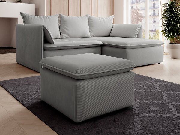 Pouf in Velluto a coste sottili Grigio - TEODORA