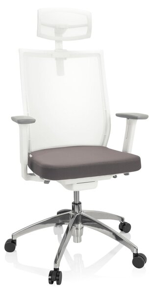 Sedia da ufficio ASPEN WHITE PRO, rivestita in tessuto/rete, colore grigio/bianco