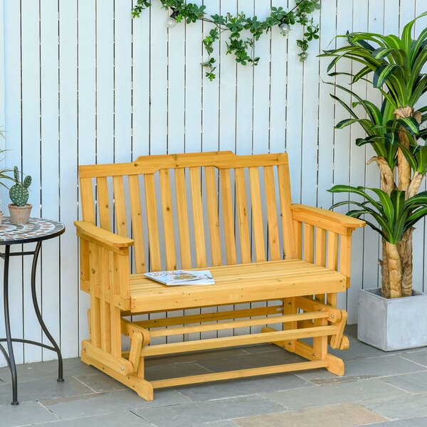 Panchina 2 Posti a Dondolo da Giardino 124x76x95 cm in Legno