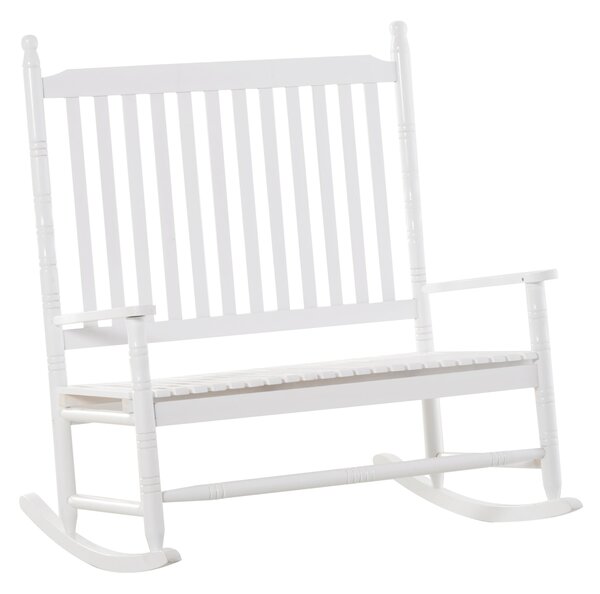 Panchina 2 Posti a Dondolo da Giardino 117x85x120 cm in Legno di Pioppo Bianco