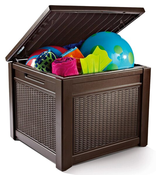 Baule Cassapanca da Esterno 72,2x59x71 cm in Resina Effetto Rattan Keter Cube Marrone
