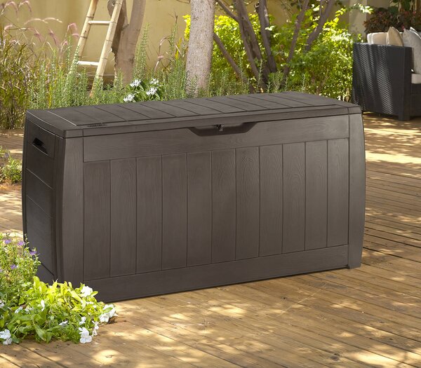 Baule Cassapanca da Esterno 117,5x57,3x45 cm in Resina Effetto Legno Keter Hollywood Marrone