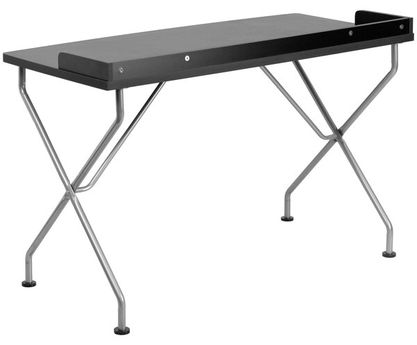 Scrivania per computer, metallo, nera, 126,36 x 64,77 x 6,35 cm