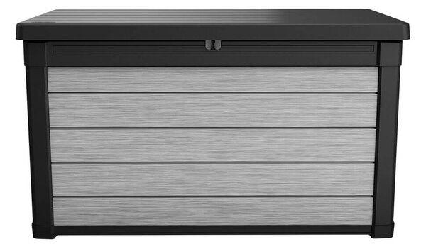 Baule Cassapanca da Esterno 122,9x62,1x70,6 cm in Resina Effetto Legno Keter Denali Grigio