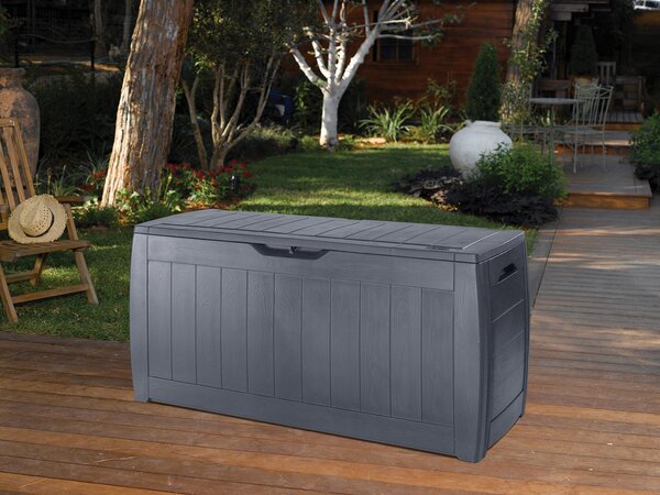 Baule Cassapanca da Esterno 117,5x57,3x45 cm in Resina Effetto Legno Keter Hollywood Antracite