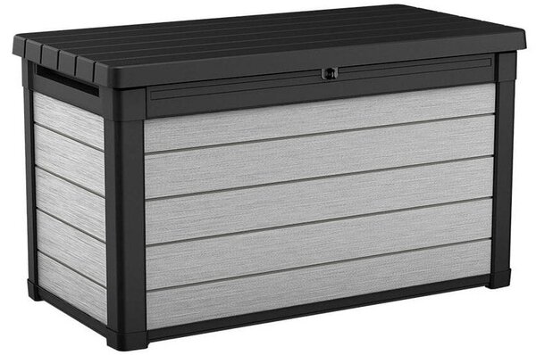 Baule Cassapanca da Esterno 122,9x62,1x70,6 cm in Resina Effetto Legno Keter Denali Grigio