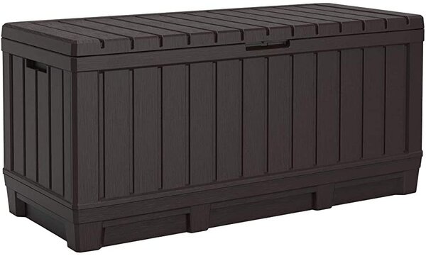Baule Cassapanca da Esterno 128x59x53,6 cm in Resina Effetto Legno Keter Kentwood Marrone