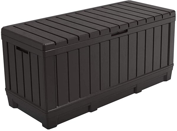 Baule Cassapanca da Esterno 128x59x53,6 cm in Resina Effetto Legno Keter Kentwood Marrone