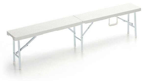 Panca Pieghevole per Catering 182x25x43 cm in Ferro e Polietilene Bianco