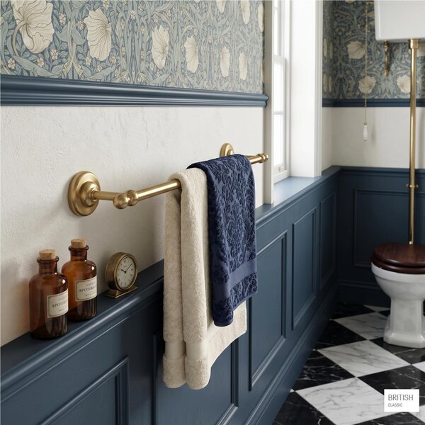 Porta Salviette Medio da cm 45 dimensioni 45,5x8,5h6 cm BRITISH Stile Inglese Classico primo Novecento Acciaio FINITURA ORO