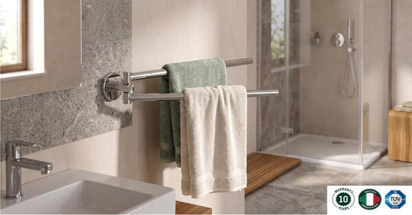 Porta Salviette da lavabo Doppio snodato cm 45 dimensioni 45,3x5,5x h5,5 cm Grand Hotel Acciaio inox Lucido