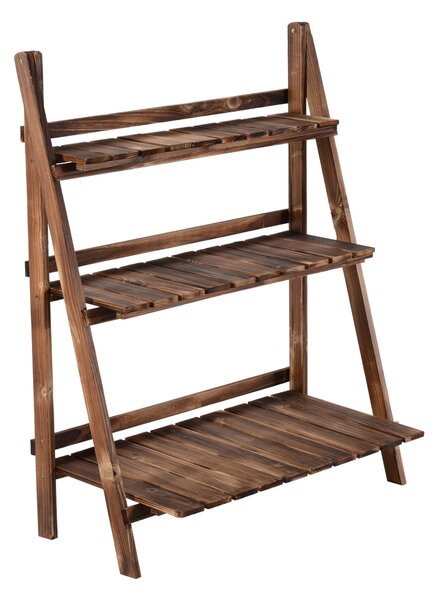 Scaffale Portapiante Pieghevole da Giardino 80x37x93 cm in Legno di Abete