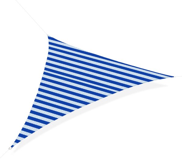 Tenda Vela Ombreggiante Triangolare 5x5x5m in Polietilene Strisce Blue e Bianco
