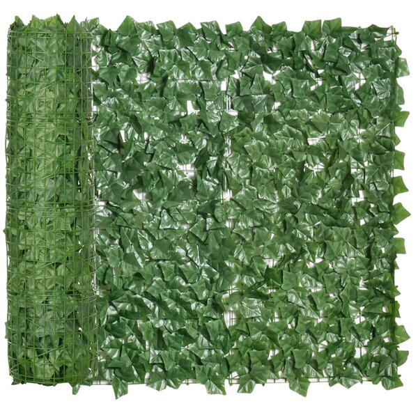 Arella Siepe Sintetica Artificiale 3x1m per Balcone e Giardino Foglie Verde Scuro