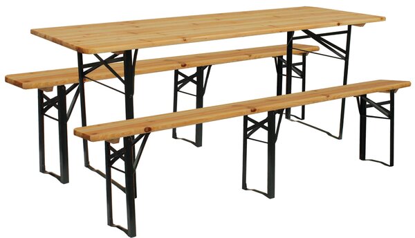 Set Birreria da Giardino Pieghevole Tavolo 200x70 cm in Legno di Abete