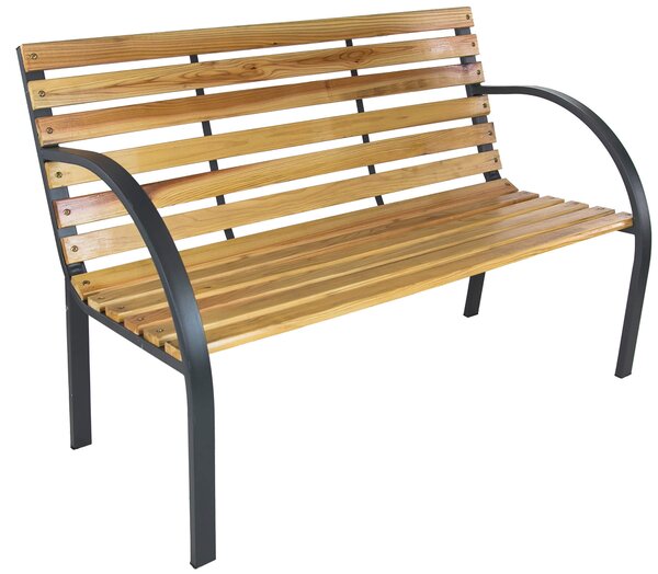 Panchina 2 Posti da Giardino 120x62x82 cm in Acciaio e Legno di Abete