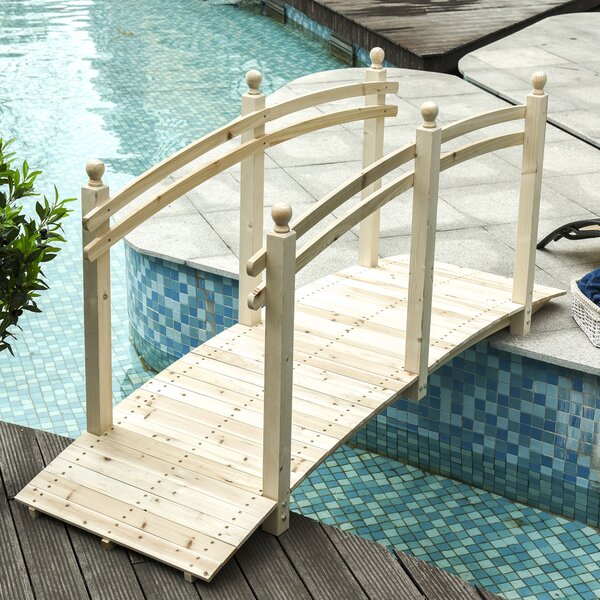 Ponticello per Giardino con Ringhiera 228x75x110 cm in Legno Naturale