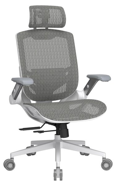 Sedia da gaming ergonomica in mesh, colore bianco, regolabile, capacità massima di 120 kg