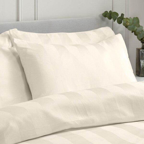 Set copripiumino e federa color crema in raso di seta per letto matrimoniale 200x200 cm So Soft Satin Stripe – Catherine Lansfield