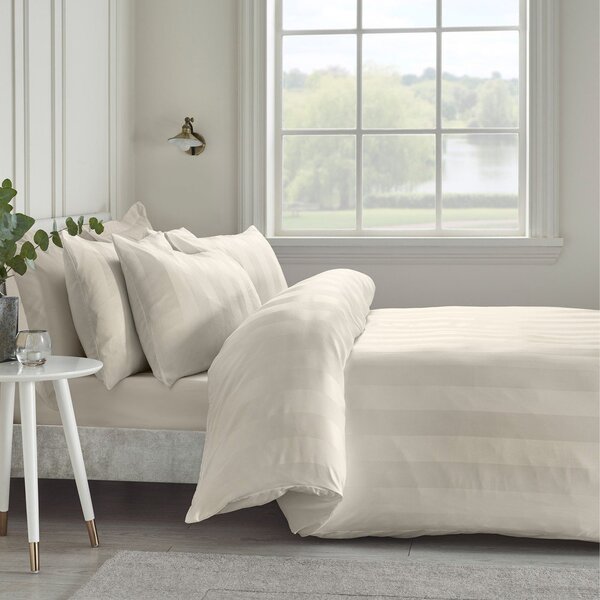 Set copripiumino e federa color crema in raso di seta per letto matrimoniale 200x200 cm So Soft Satin Stripe – Catherine Lansfield