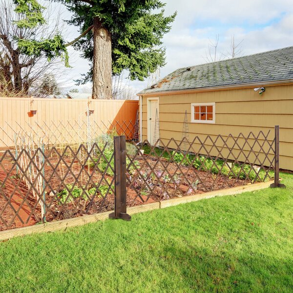 Recinzione da Giardino con Larghezza Regolabile 37-225 cm in Legno Effetto Carbonizzato