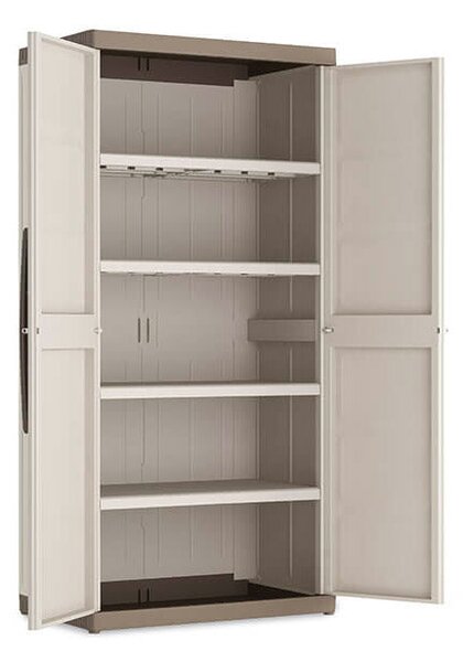 Armadio da Esterno 4 Ripiani 89x54x182H cm in Plastica Keter Excellence XL Alto Beige/Tortora