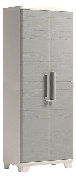 Armadio da Esterno 3 Ripiani 68x39x182H cm in Plastica Keter Wood Grain Alto Beige