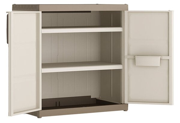Armadio da Esterno 2 Ripiani 89x54x93H cm in Plastica Keter Excellence XL Basso Beige/Tortora
