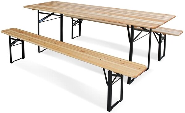 Set Birreria da Giardino Pieghevole Tavolo 220x70 cm in Legno