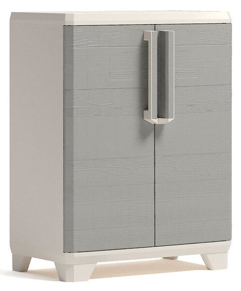 Armadio da Esterno 1 Ripiano 68x39x97H cm in Plastica Keter Wood Grain Basso Beige