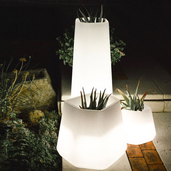 Vaso Luminoso da Giardino a LED 49x40x95 cm in Resina 5W Magnolia Bianco Caldo