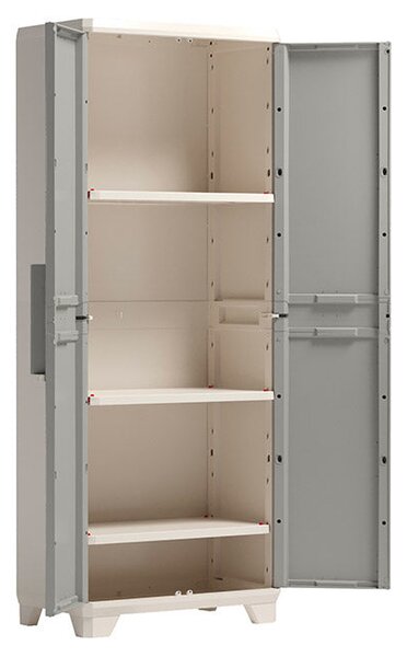 Armadio da Esterno 3 Ripiani 68x39x182H cm in Plastica Keter Wood Grain Alto Beige