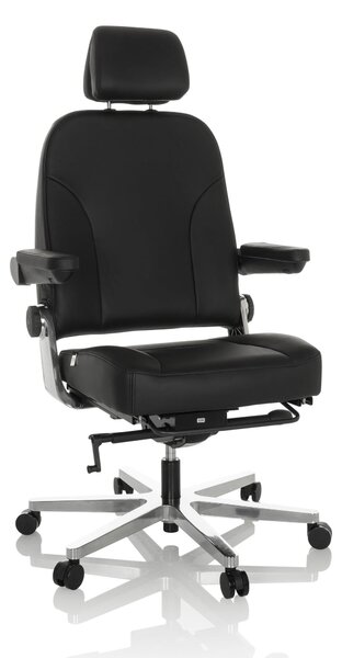Sedia da ufficio XXL, modello 24 HOURS F, in pelle nera
