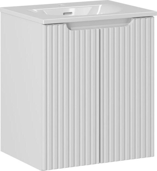 Mobile Bagno Bianco 50 Cm Con Lavabo In Vetroceramica 51 Cm