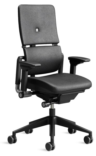 Sedia da ufficio ergonomica, regolabile in altezza, in pelle nera